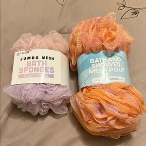 Jumbo Mesh Bath Sponges - Lavender and Peach